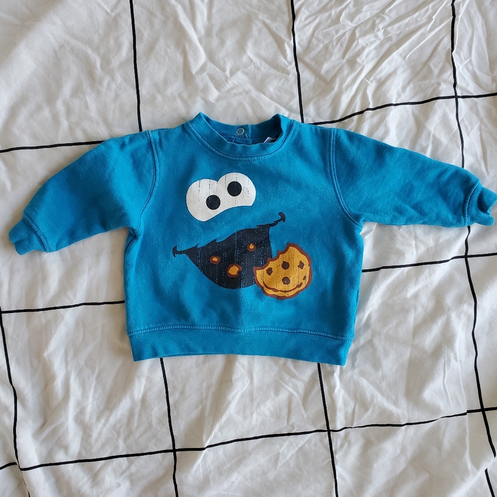 Sesame Street Cookie Monster Pullover Sweater Size 18 Months